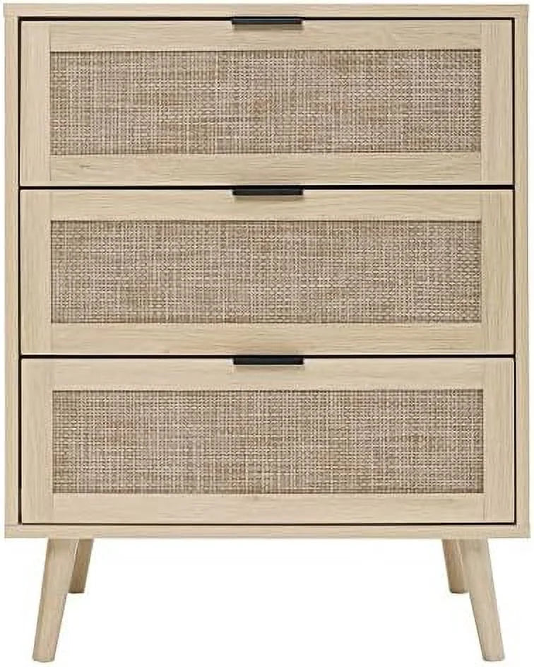 3 Drawer Rattan Dresser with Solid Wood Legs N705493