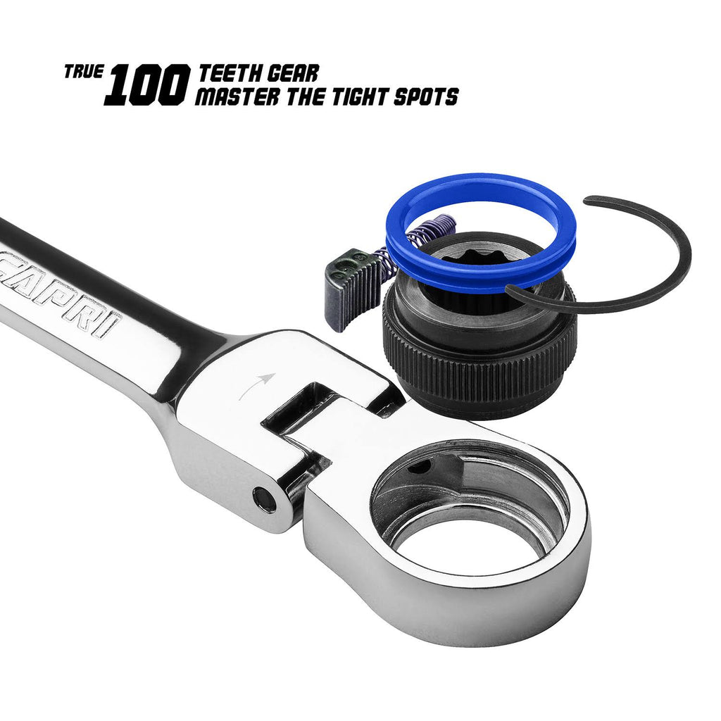 100-Tooth Metric Flex-Head Ratcheting Combination Wrench Set (7-Piece) X78434