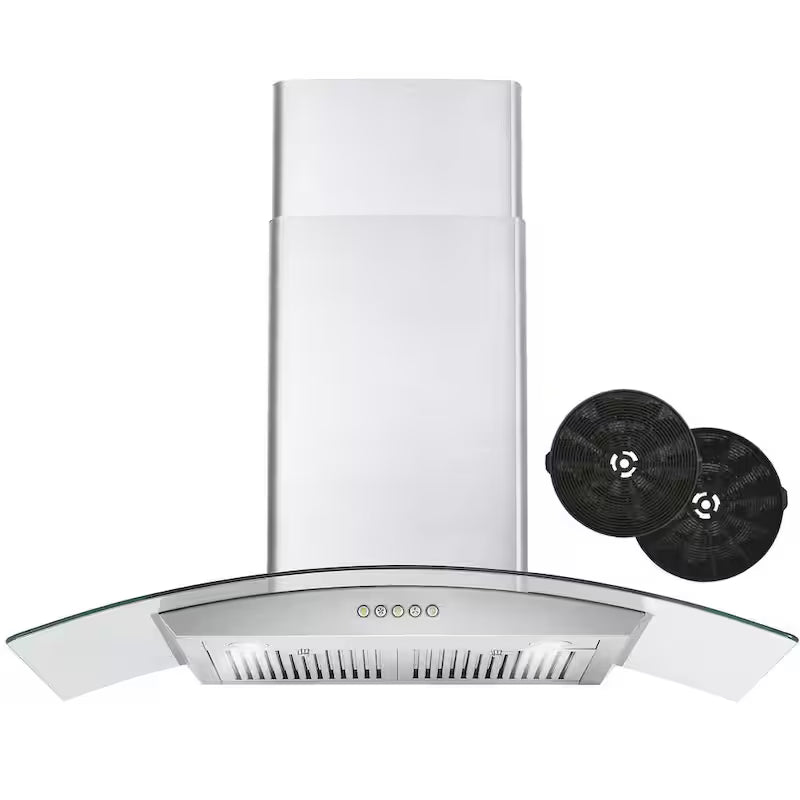 36 in. Stainless Steel Ductless Wall Mount Range Hood with Carbon Filter F838