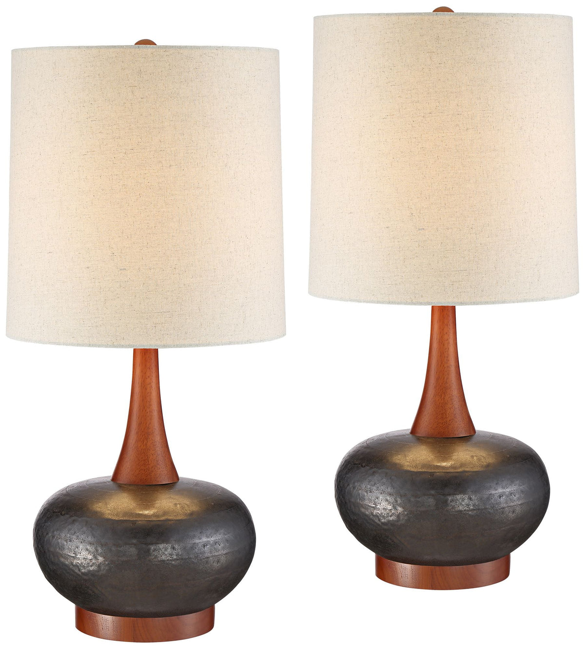 Set of 2 Brown Ceramic Table Lamps J3733