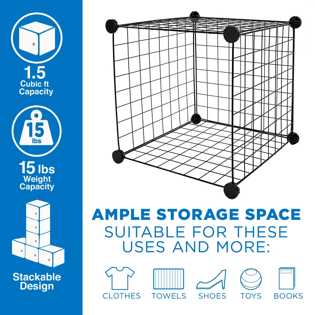 Wire Storage Cubes 6-Cube Metal Organizer 15 lb Weight Capacity K6425