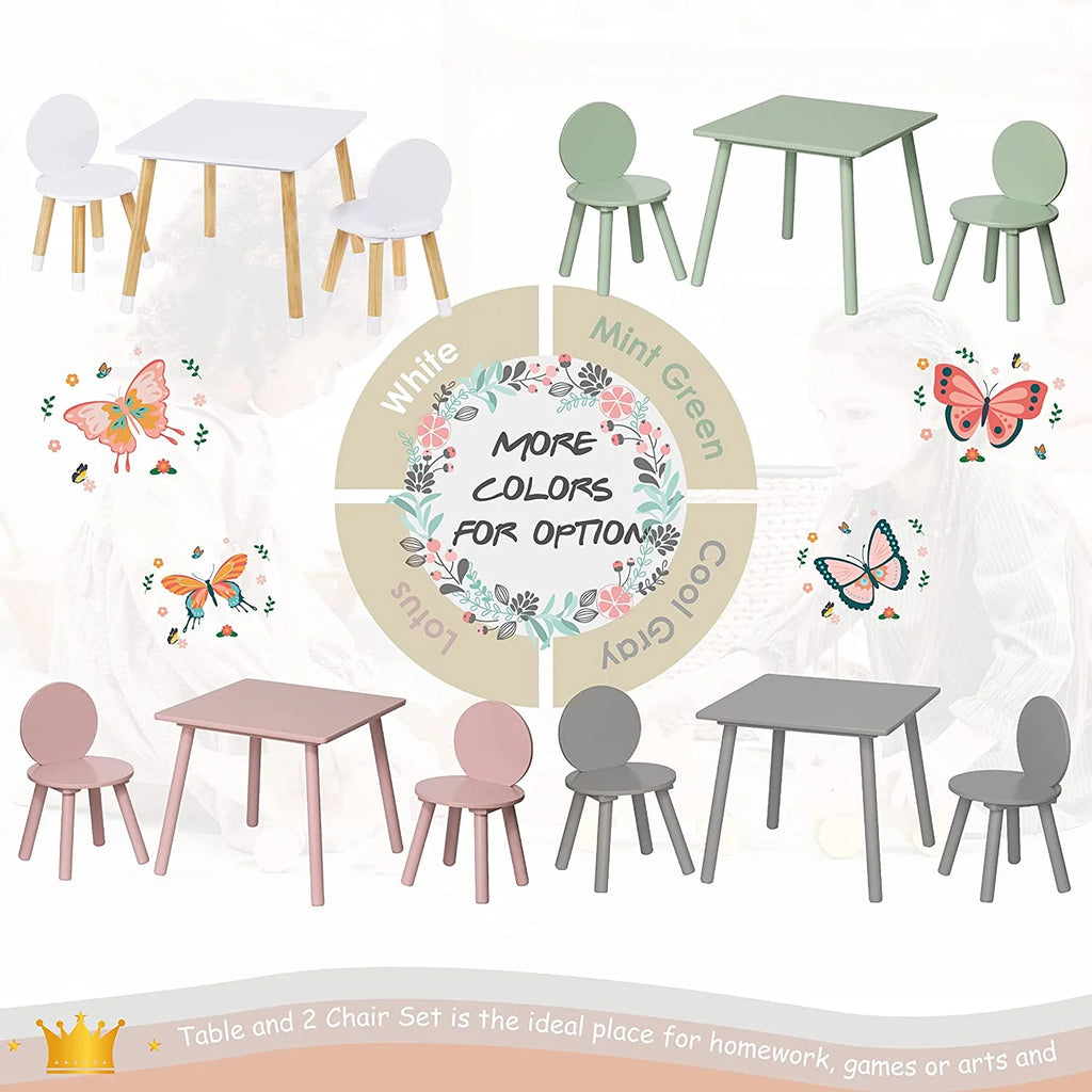 2-in-1 Kids Table with 2 Chairs Set, Gray N892