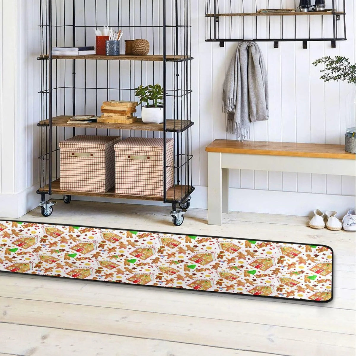 2X6 Feet Christmas Cookies Runner Rug with Rubber Backing D3078