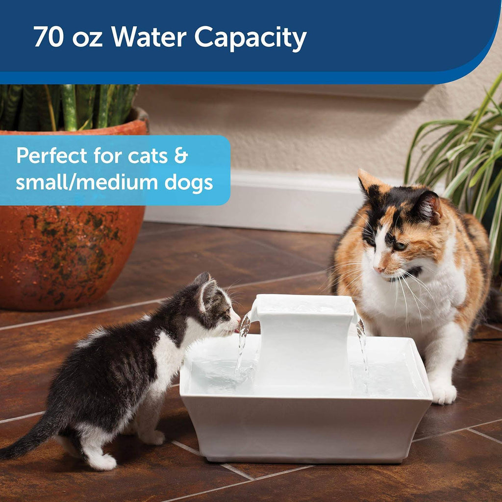 Ceramic Dog and Cat Water Fountain White 70 oz D347