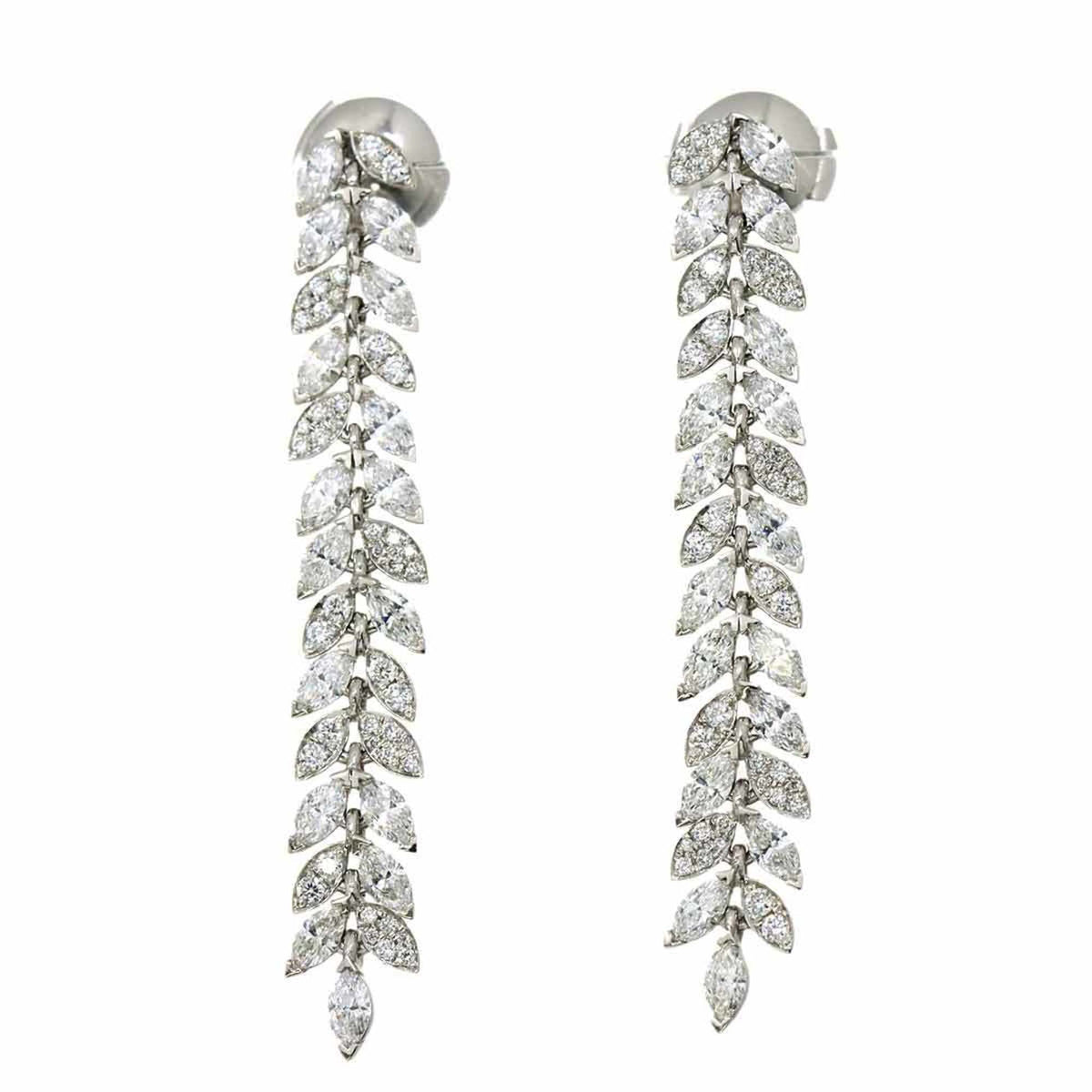 Victoria Vine Drop Diamond Earrings Platinum Pierced V644578