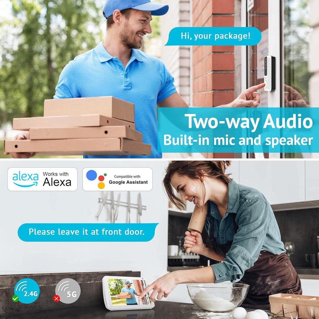 Wireless 2K Doorbell Camera with Base Station, Night Vision, Two-Way Audio E110631
