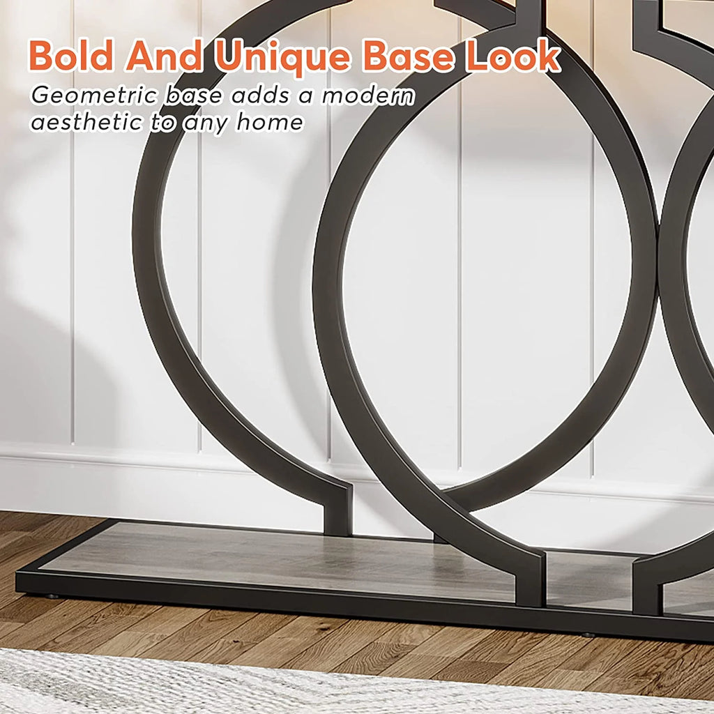 55" Console Sofa Table with Geometric Metal Frame U668