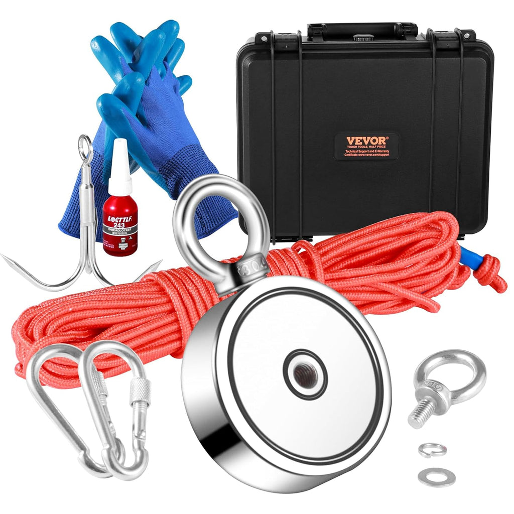 1200 LBS Double Sided Neodymium Magnet Fishing Kit with 65 FT Rope N76643