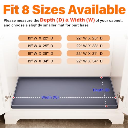 Waterproof Silicone Under Sink Mat 34" x 22" T8224