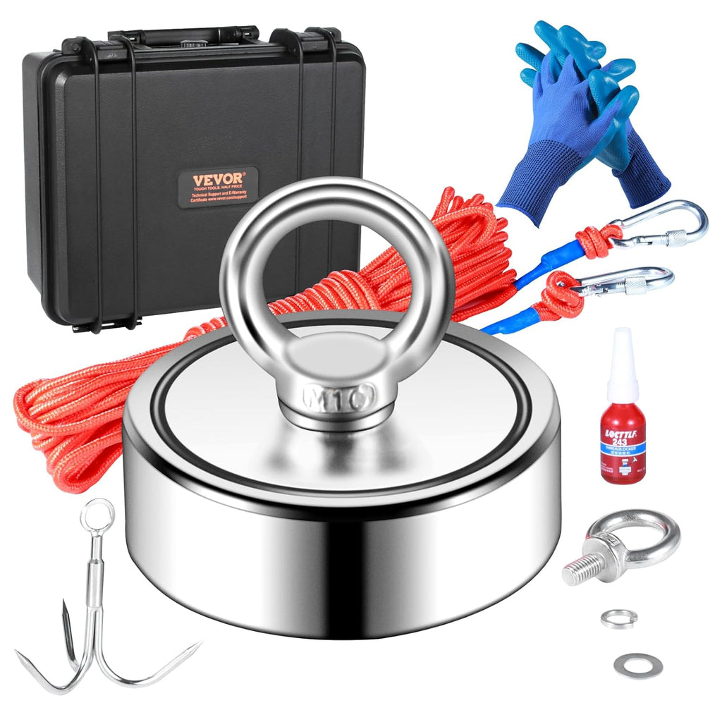 1200 LBS Double Sided Neodymium Magnet Fishing Kit with 65 FT Rope N76643