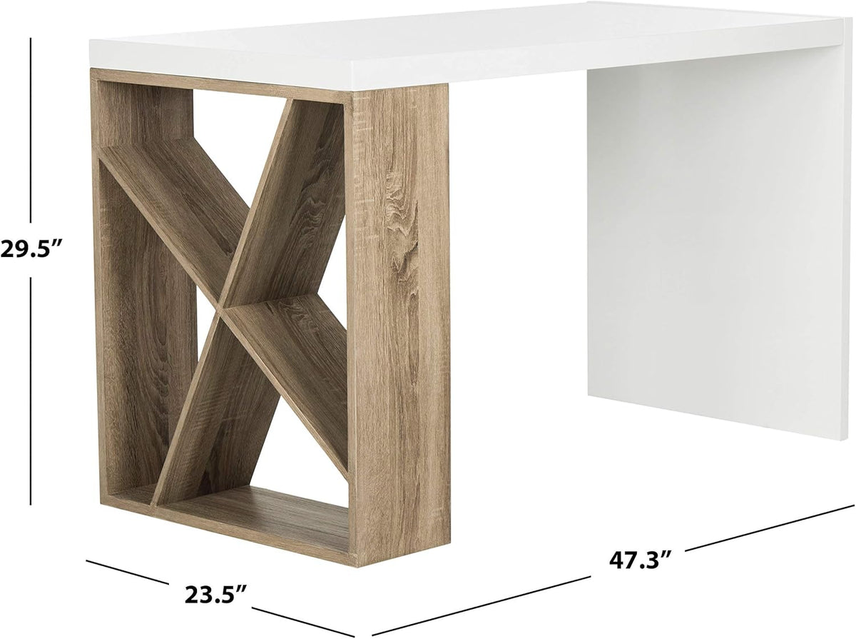 White Lacquer and Oak Desk B510