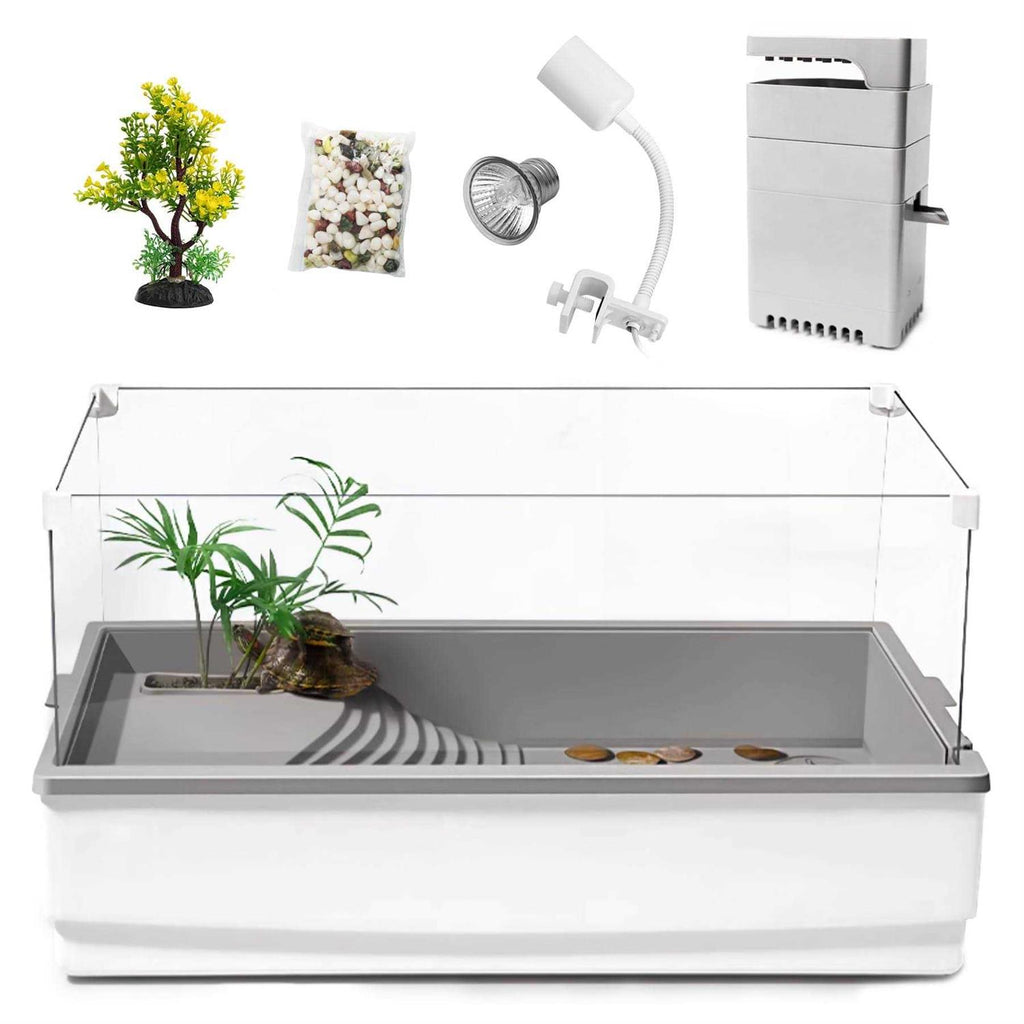 Acrylic Aquatic Tortoise Aquarium Starter Kit with Multi-Function Area O8047