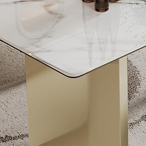 63 inch Clear Rectangular Glass Dining Table with Gold Metal Legs R21487