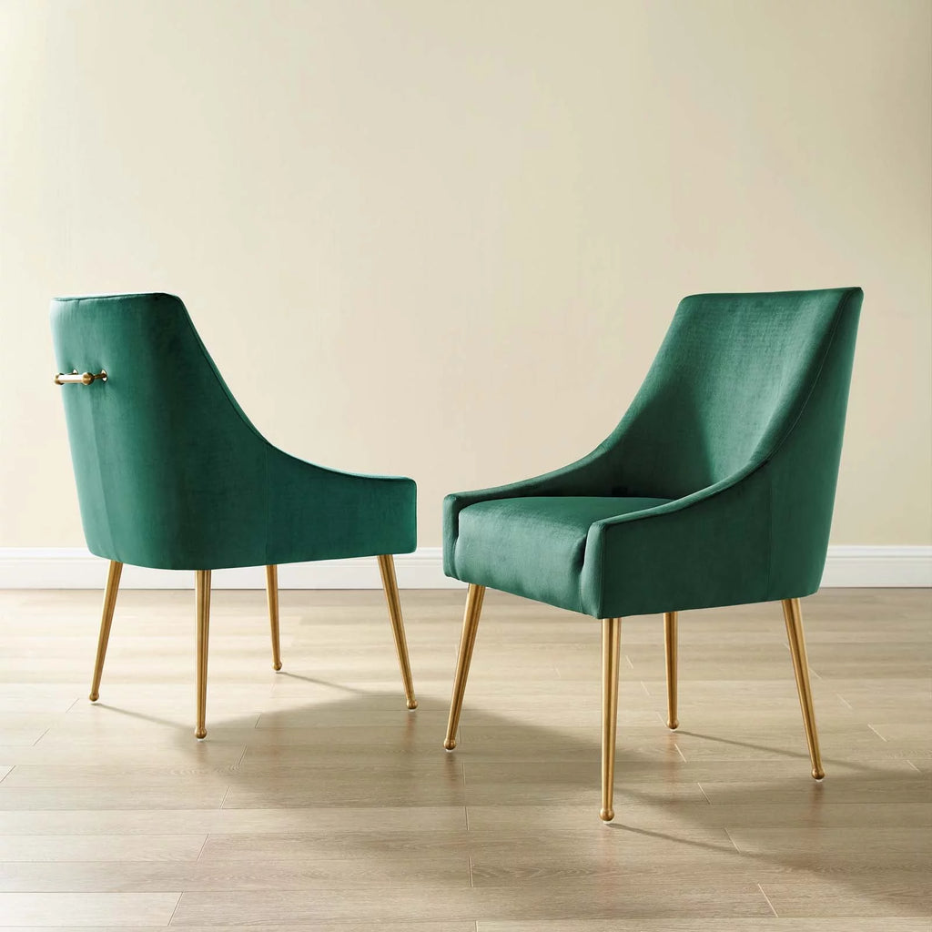 Green Velvet Upholstered Dining Chair Set of 2 H46844
