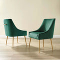Green Velvet Upholstered Dining Chair Set of 2 H46844