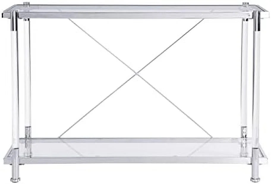 Console Sofa Table with Glass Tabletop and Acrylic Legs F9489