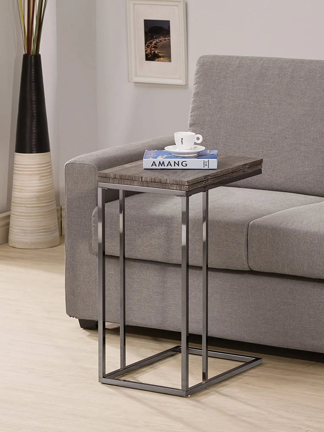 Weathered Grey Expandable Side End Table F580