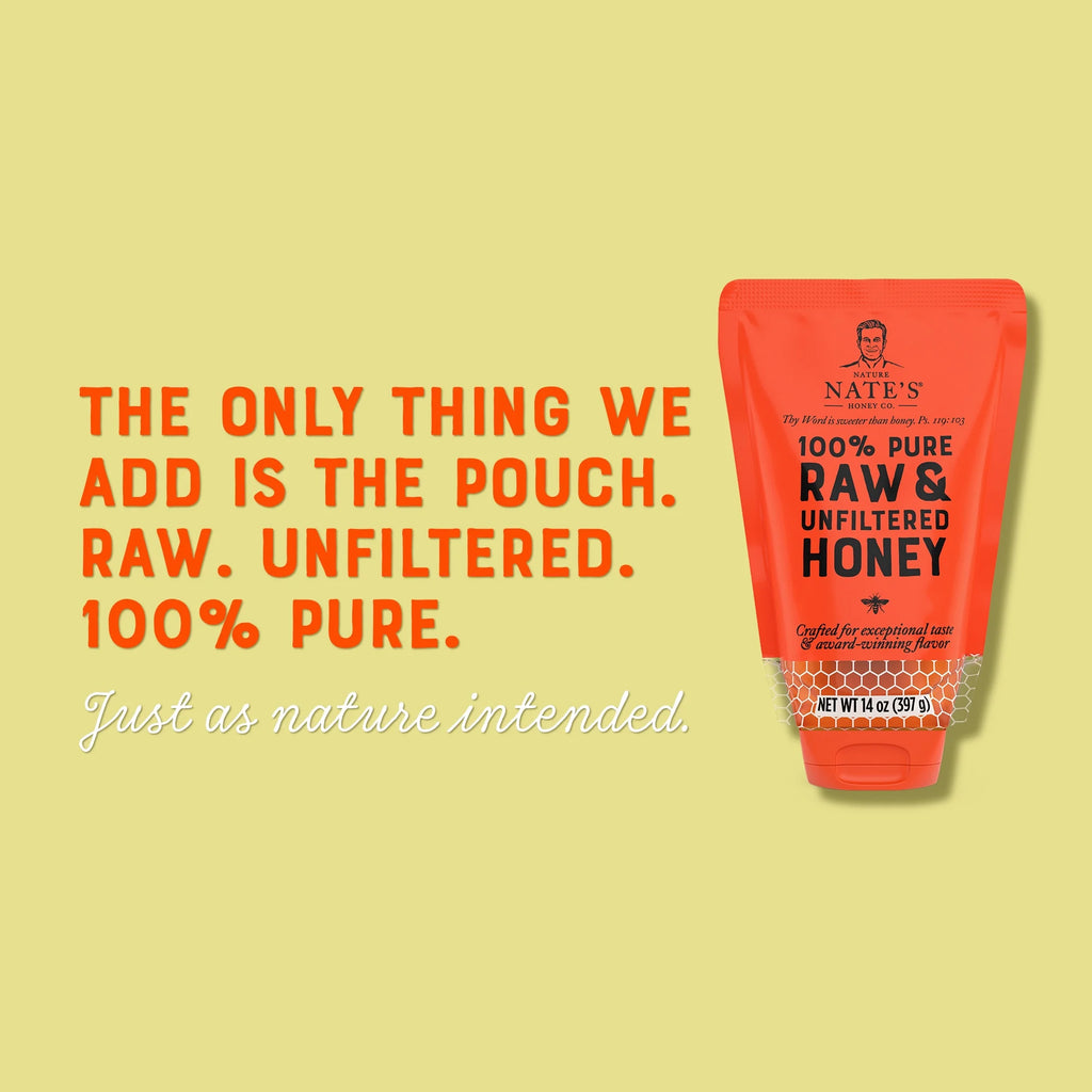 100% Pure Raw Unfiltered Honey Pouch 14 fl oz I165