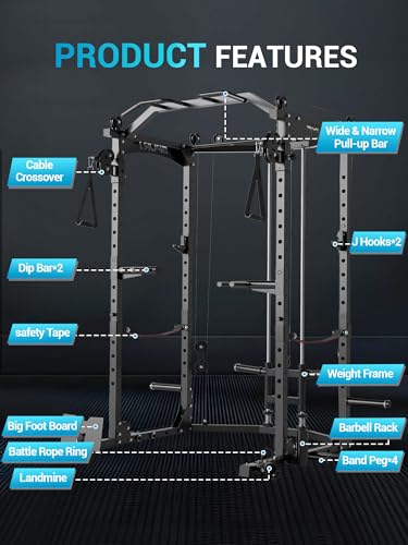 Multi-Functional Power Cage with Cable System 1600LBS Capacity Black B83178