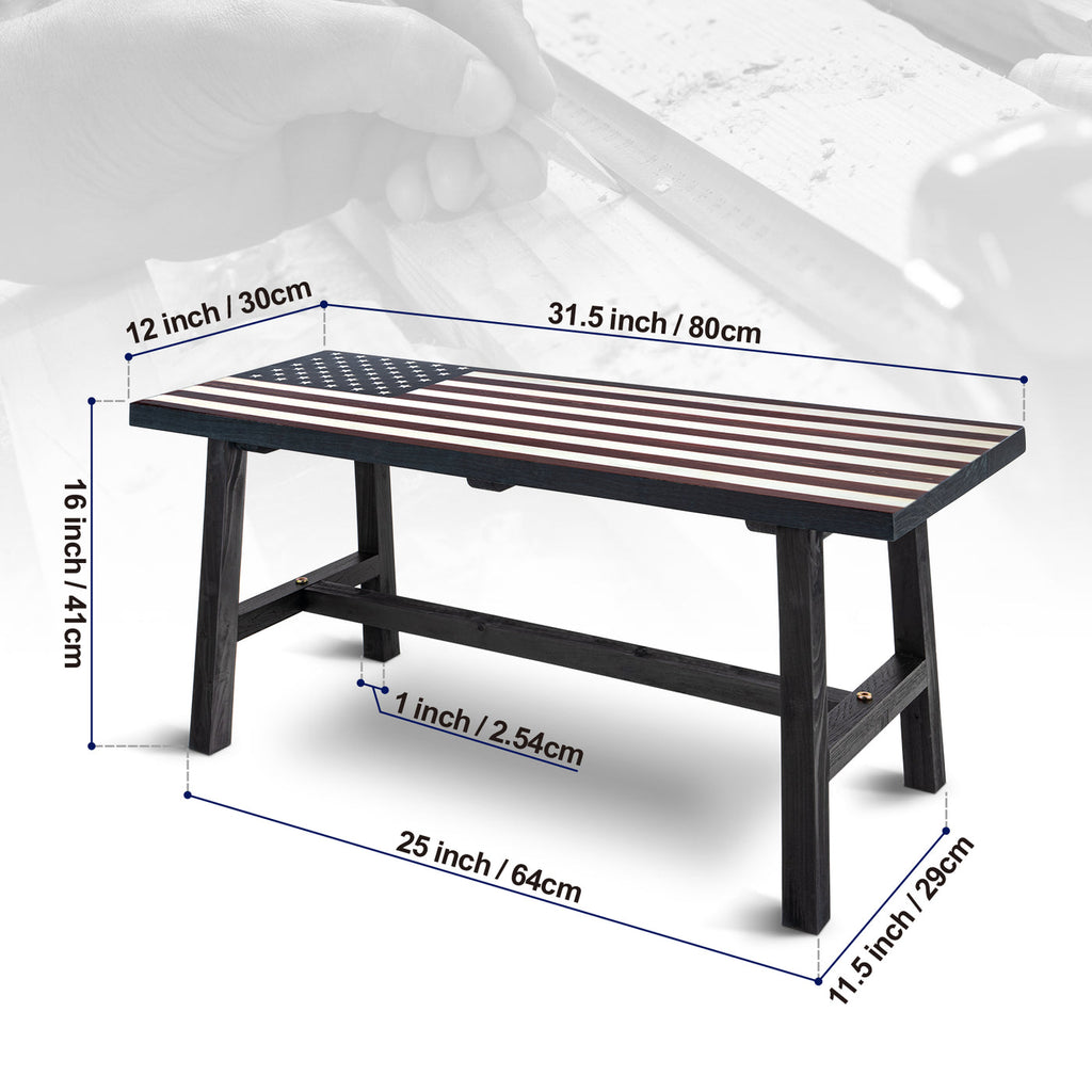 Wooden American Flag Patio Bench X296