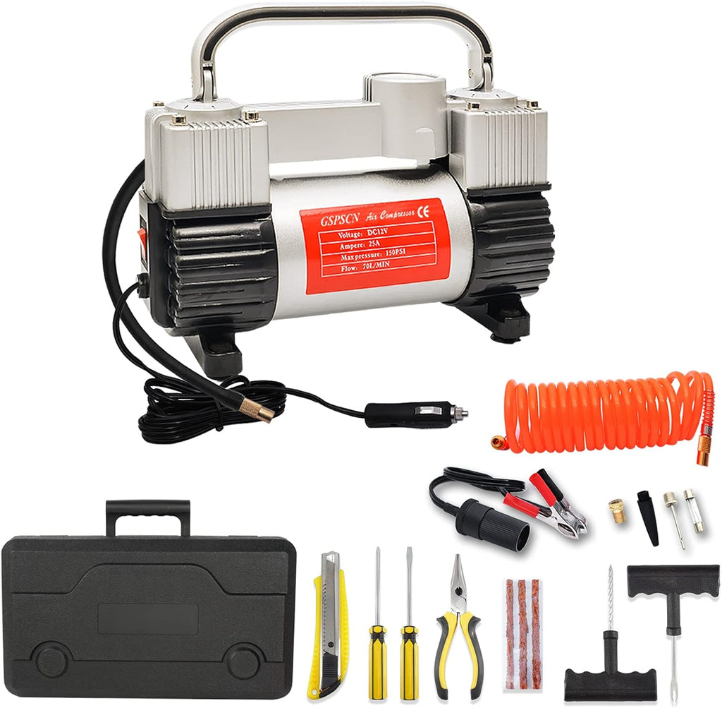 Portable Dual Cylinder 12V DC Air Compressor Tire Inflator U1099