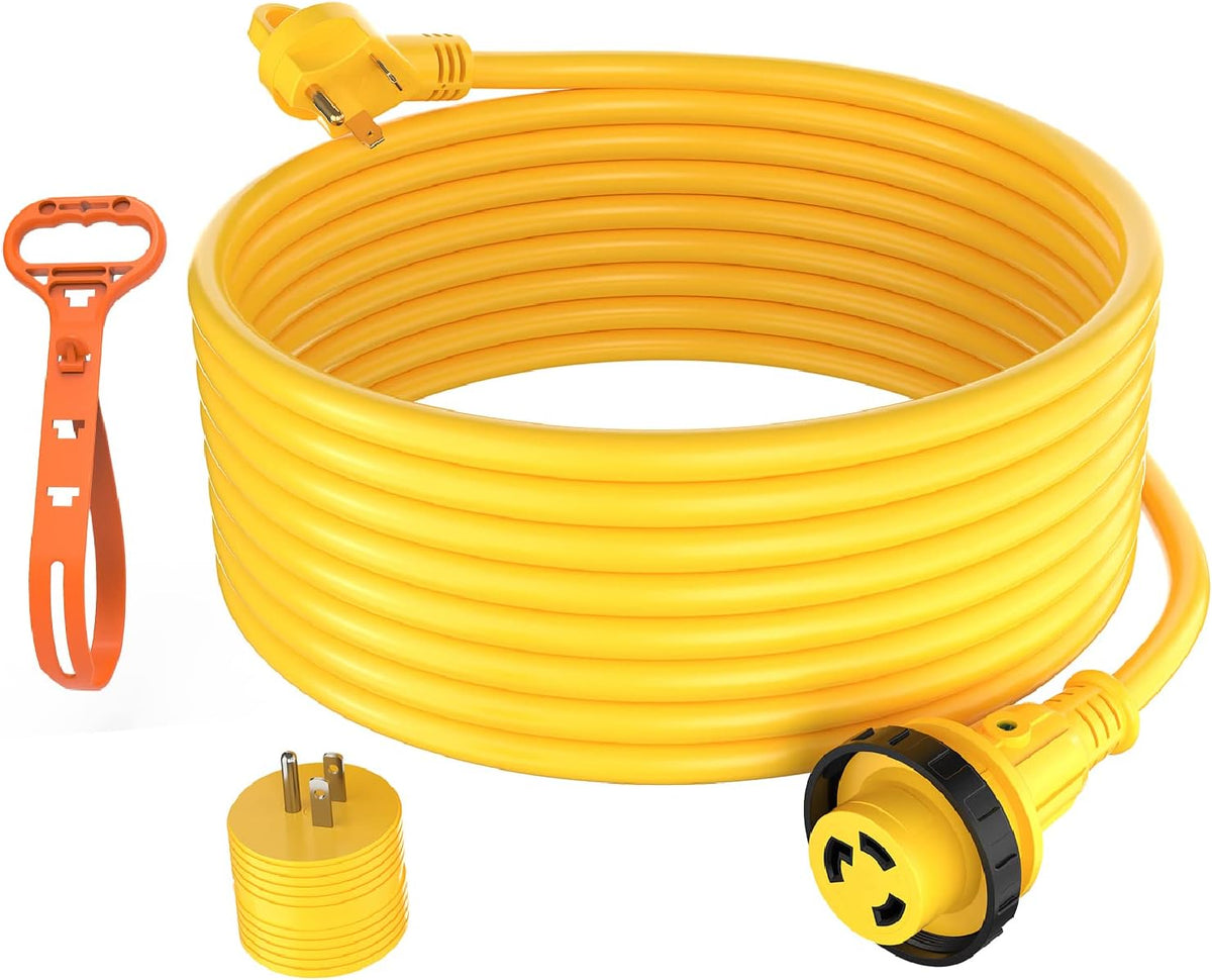 25' 30 Amp RV Power Extension Cord with 15 Amp to 30 Amp Adapter P541