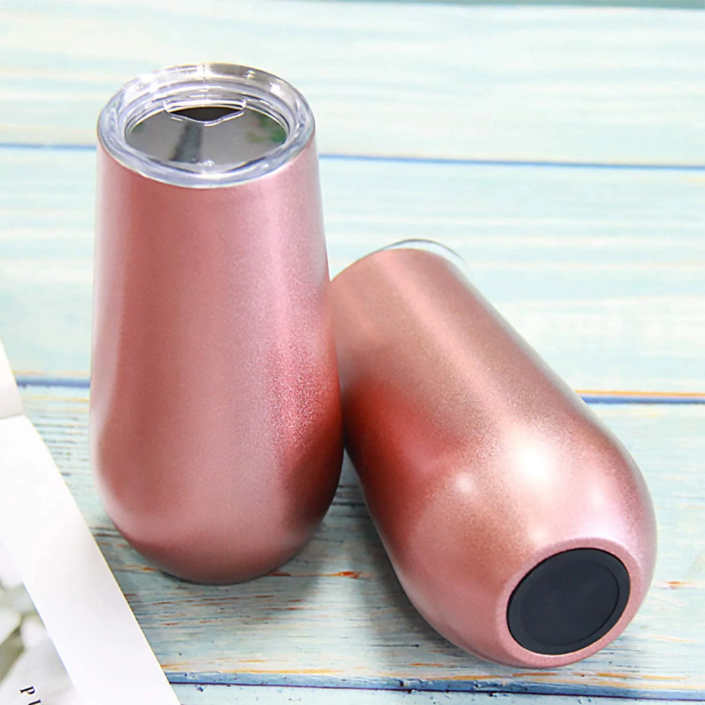 Stainless Steel 6 Ounce Insulated Champagne Flutes Set L98495