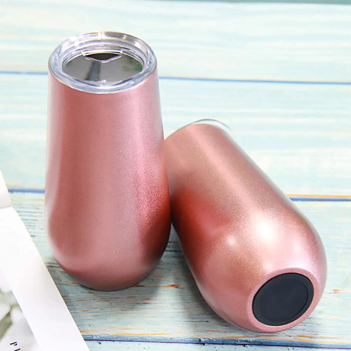 Stainless Steel 6 Ounce Insulated Champagne Flutes Set L98495
