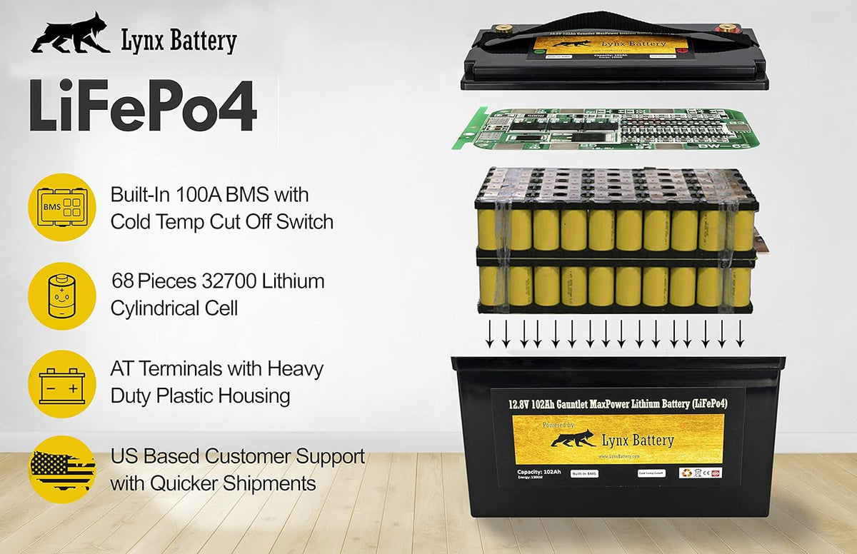 12V 100Ah Lithium Iron Phosphate LiFePO4 Battery with BMS N897