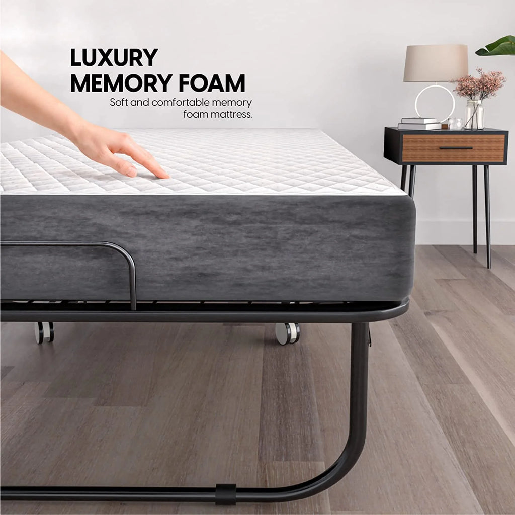 Folding Bed with Mattress 75x38 Cot Size Memory Foam V6489
