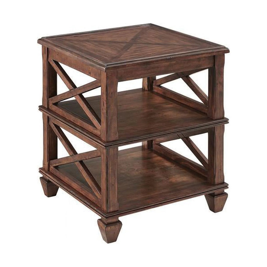 21" Square Wood End Table with Two Shelves Set of 2 G51292