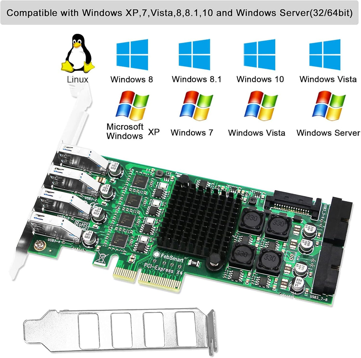 4 Channel 8 Ports PCI Express USB 3.0 Card A790499