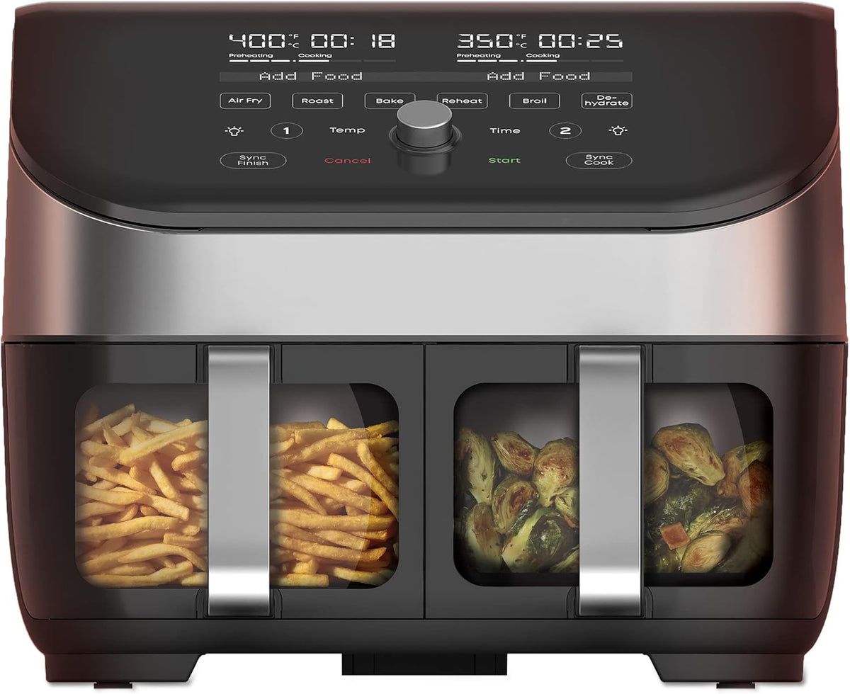 8 Quart Dual Basket Air Fryer with ClearCook Easy View Windows G845