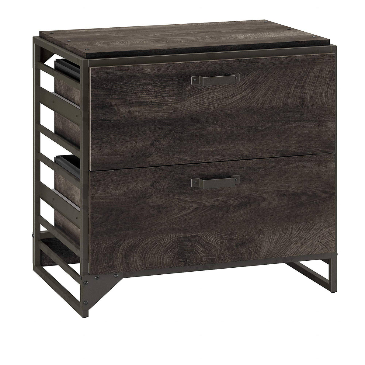 2 Drawer Lateral File Cabinet in Dark Gray Hickory J3047