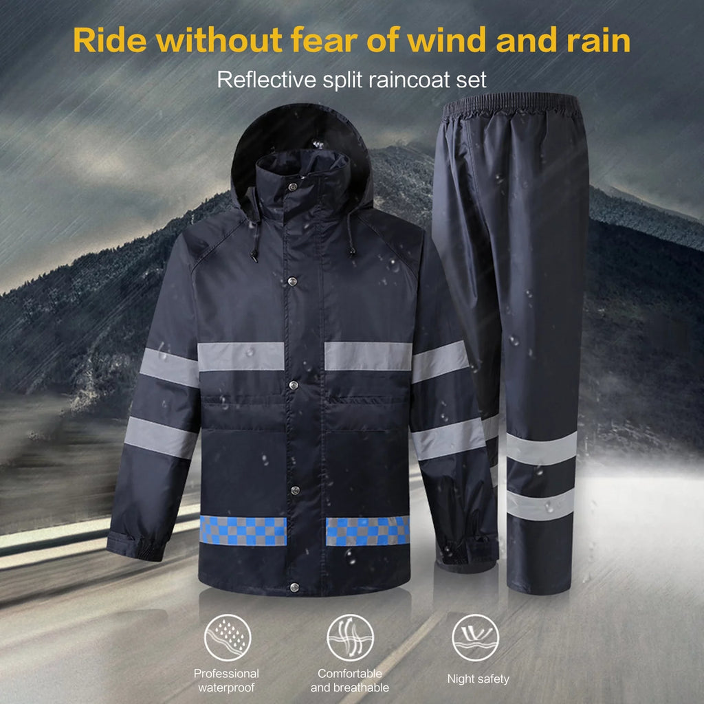 High Visibility Reflective Waterproof Hooded Raincoat XXL N747