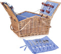 Wicker Picnic Basket Set with Double Collapsible Handles, Grey-Stripe, Pack of 2 N3744