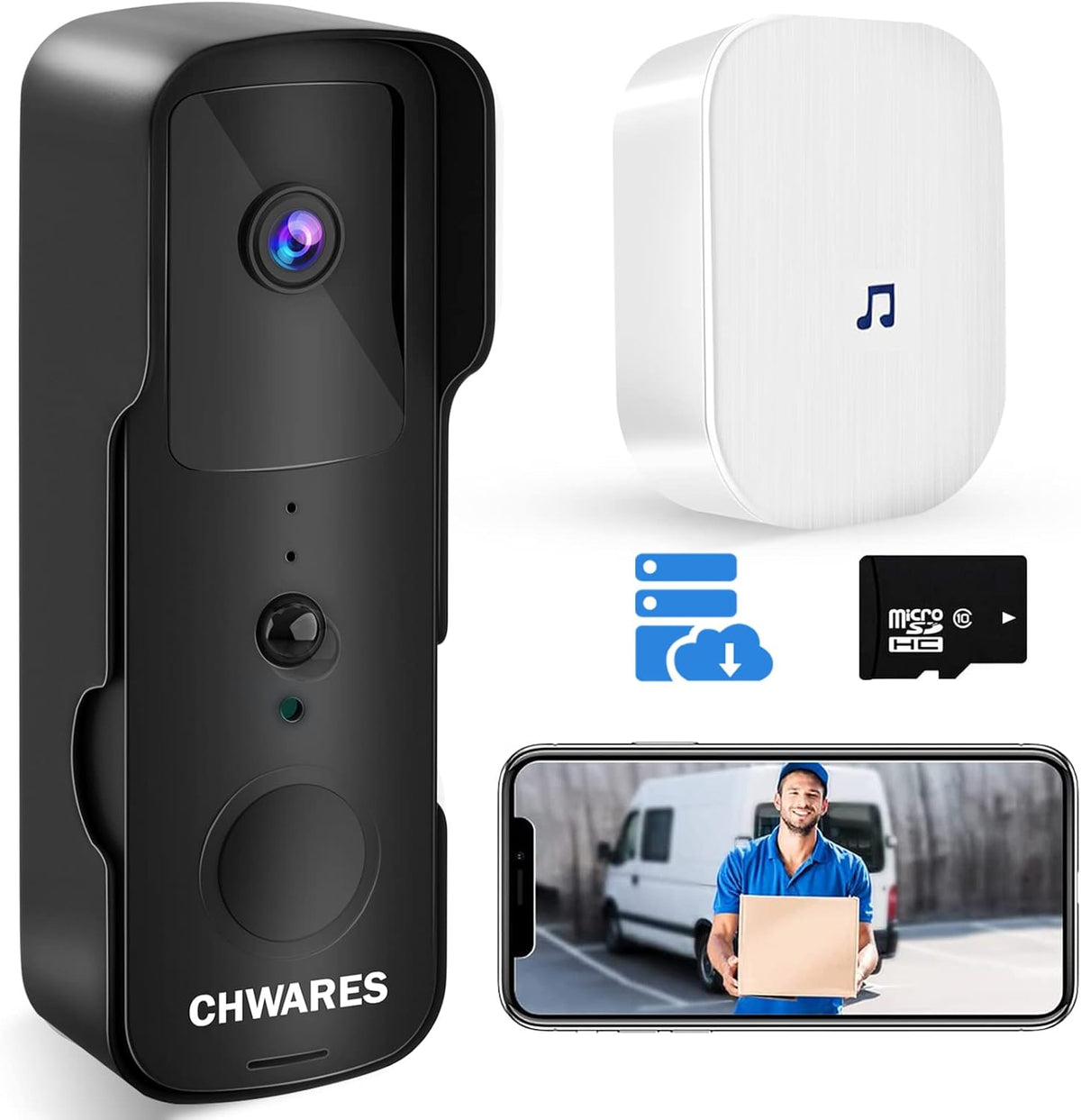 White Video Doorbell Camera 2 Pack with Chime V822974