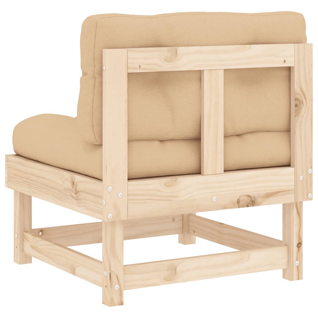 Solid Wood Pine Sofa with Cushions D991