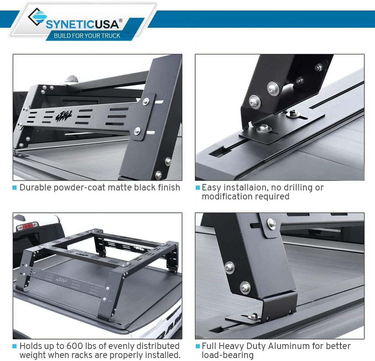 Matte Black Low Profile Aluminum Tonneau Cover C833
