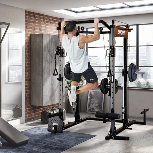 Multi-Functional Power Cage with Cable System 1600LBS Capacity Black B83178