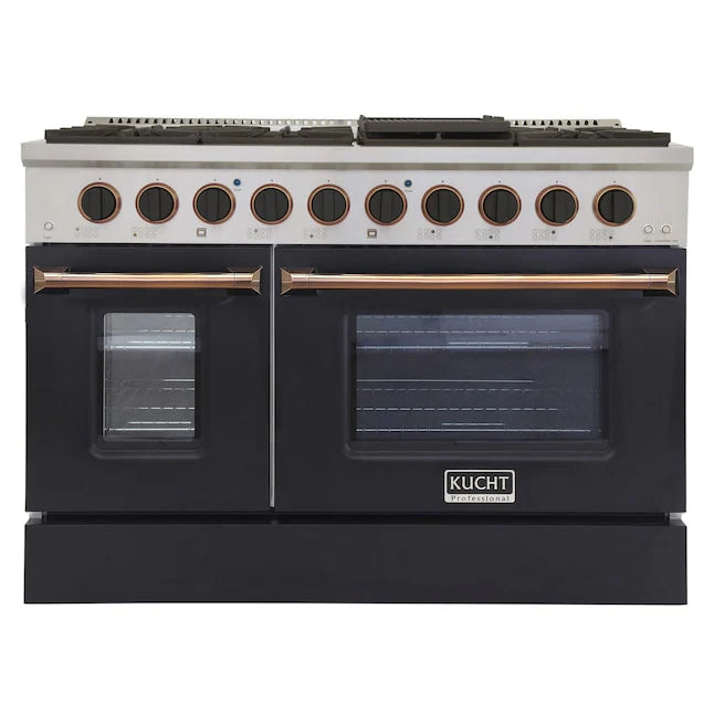 48 Pro-Style Natural Gas Dual Fuel Range in Black with Gold Accents A339903