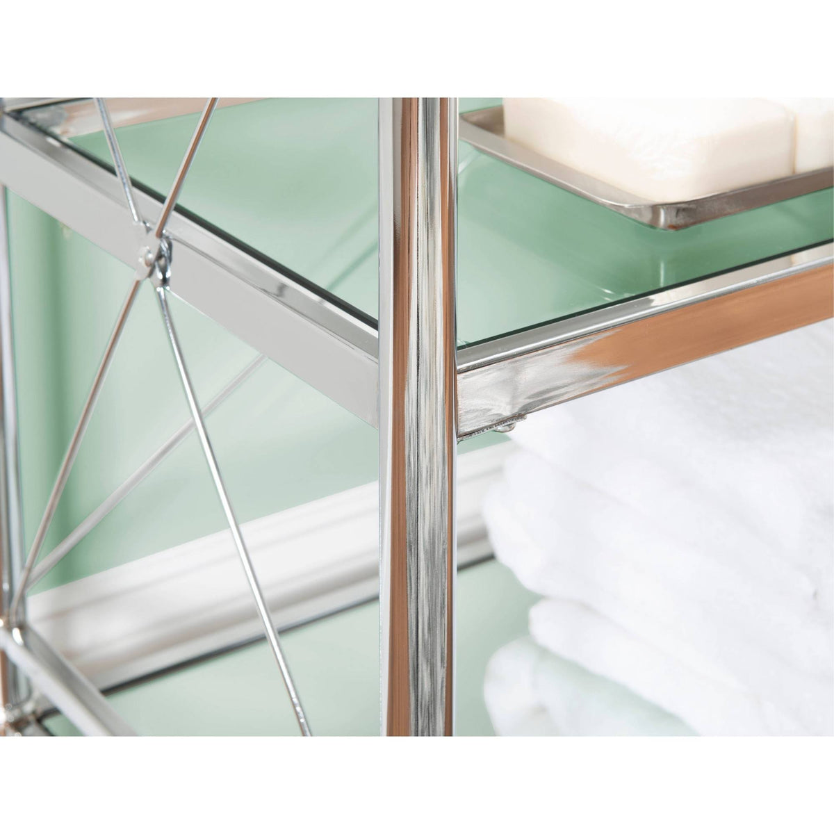 Chrome and Glass Floor Console X91896