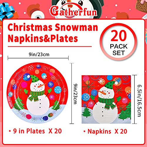Christmas Snowman Disposable Paper Dinner Plates and Napkins J309382