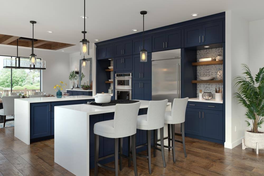 Navy Square Door Sink Base Cabinet O290