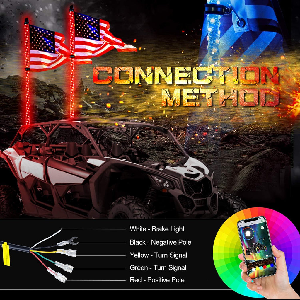 2PCS 4FT LED Whips Light with Remote and App Control G65543