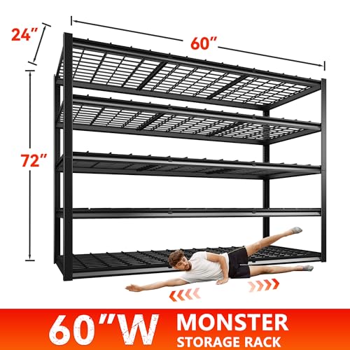 60" W x 24" D x 72" H Heavy Duty Adjustable Metal Shelving J351304