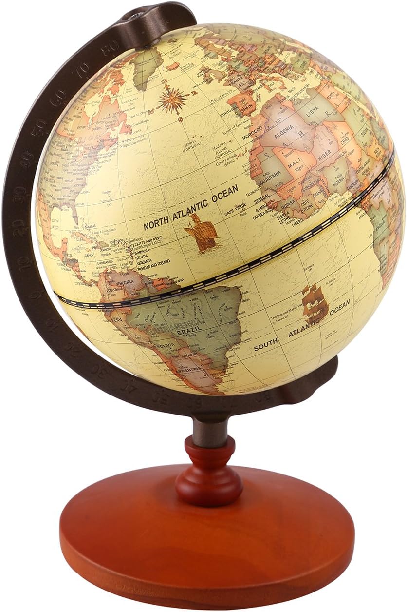 Mini Vintage World Globe with Wooden Stand K237432
