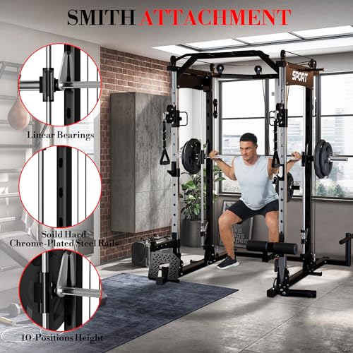 Multi-Functional Power Cage with Cable System 1600LBS Capacity Black B83178