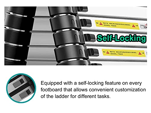 Silver Telesextension Ladder, 6.6/8.5/9.5/10.5Ft/12.5/13.5/14.4/15.4/16.7/18/19.4/20/22/23.3 Feet Y5092