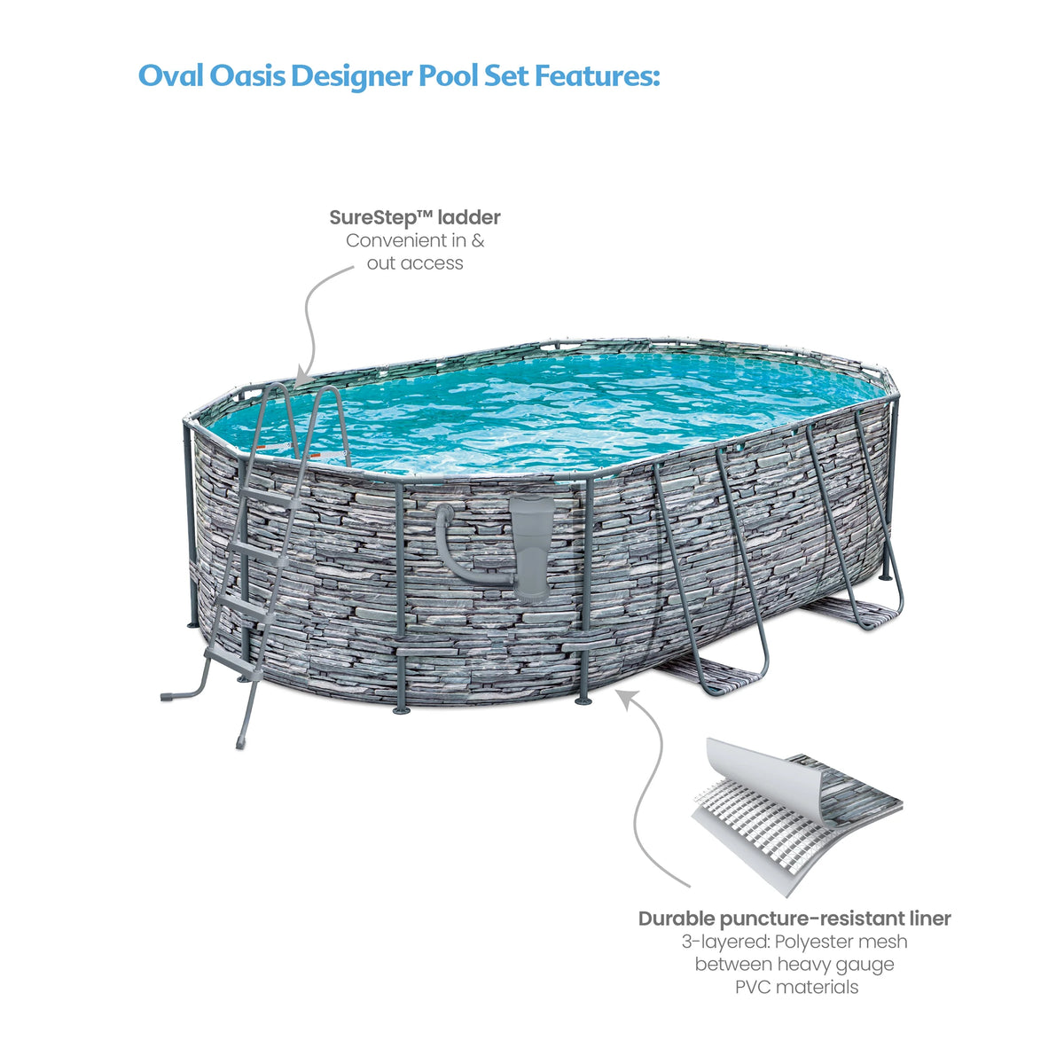 16 ft Oval Above Ground Frame Swimming Pool T6901